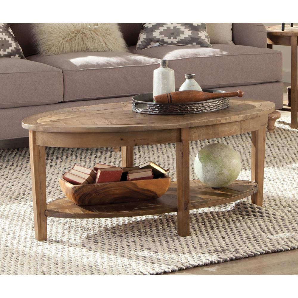 Revive - Reclaimed 48" Oval Coffee Table, Natural. Picture 10