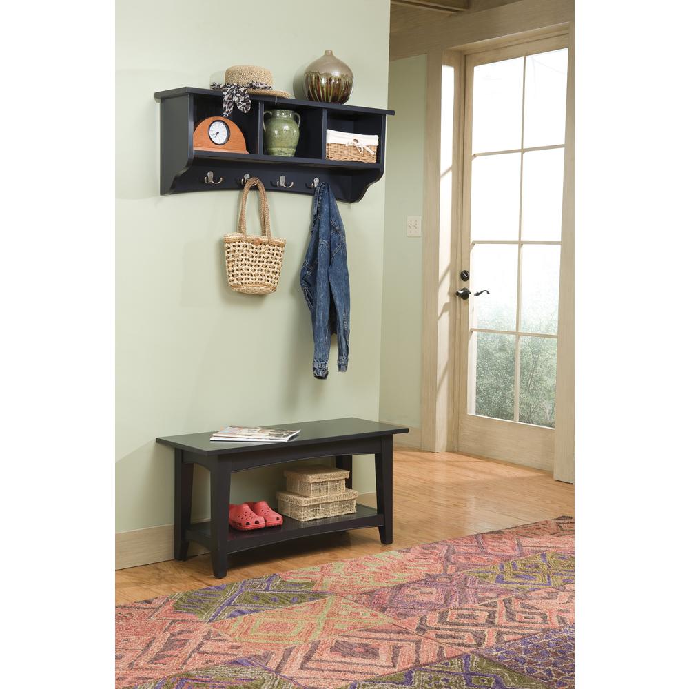 Shaker Cottage Storage Coat Hook with Bench Set, Charcoal Gray. Picture 4
