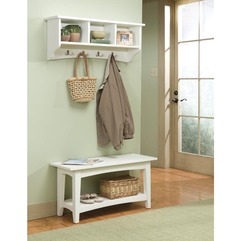 Shaker Cottage Storage Coat Hook with Bench Set, Ivory. Picture 2