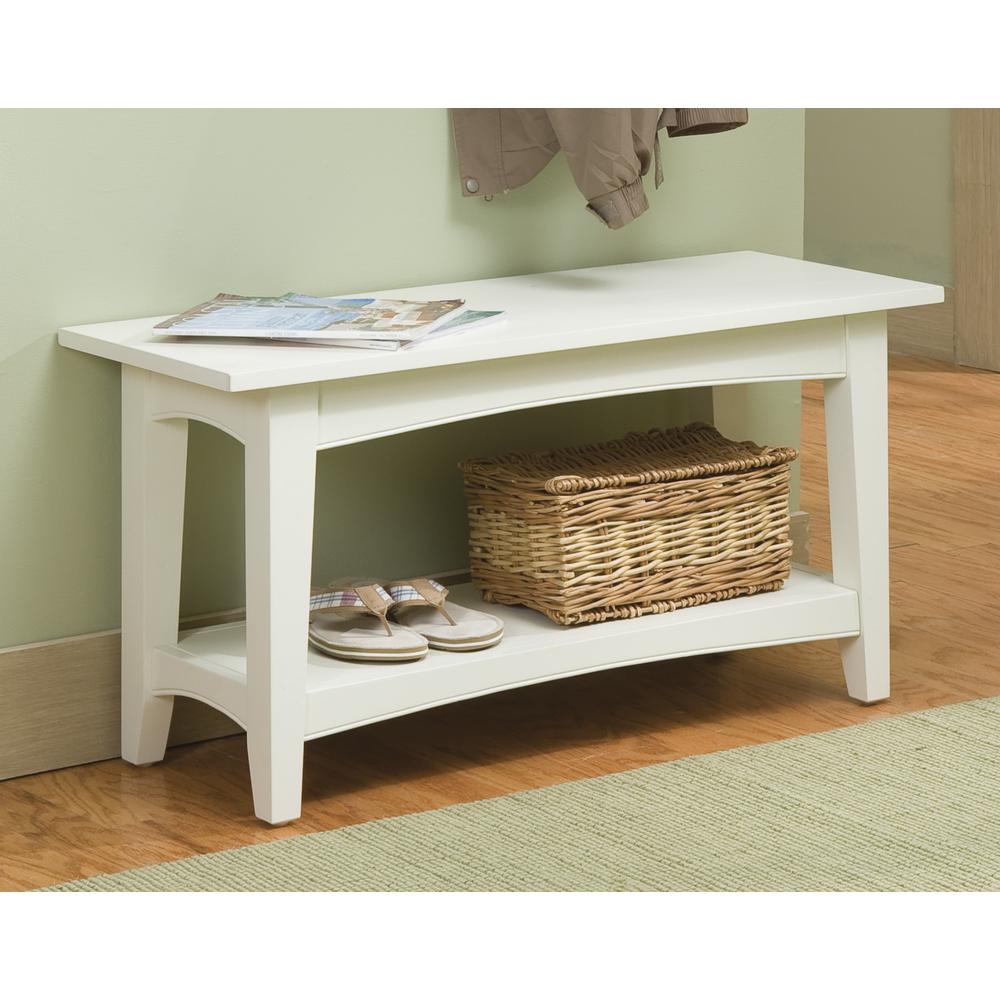 Shaker Cottage Bench with Shelf, Ivory. Picture 2
