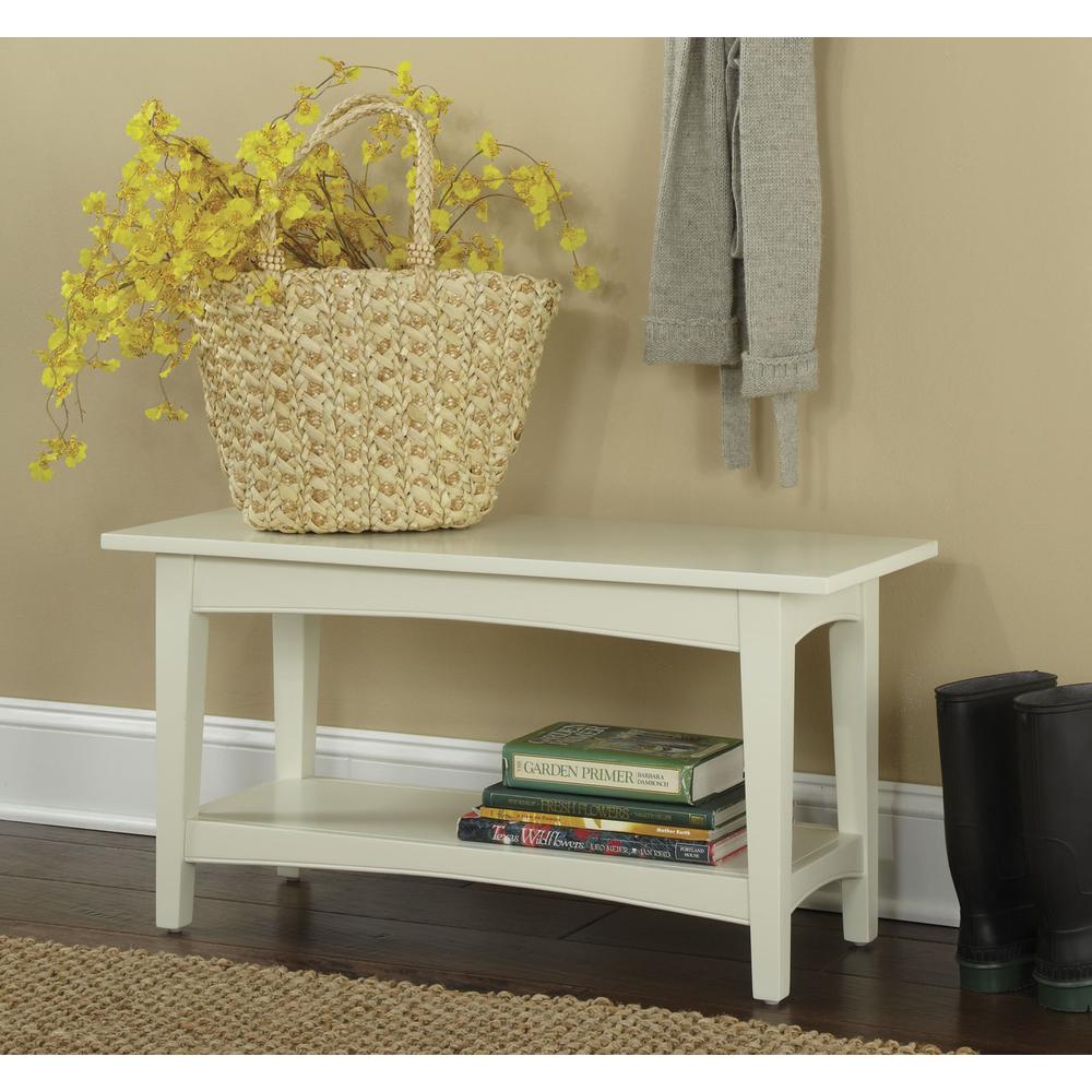 Shaker Cottage Bench with Shelf, Ivory. Picture 1