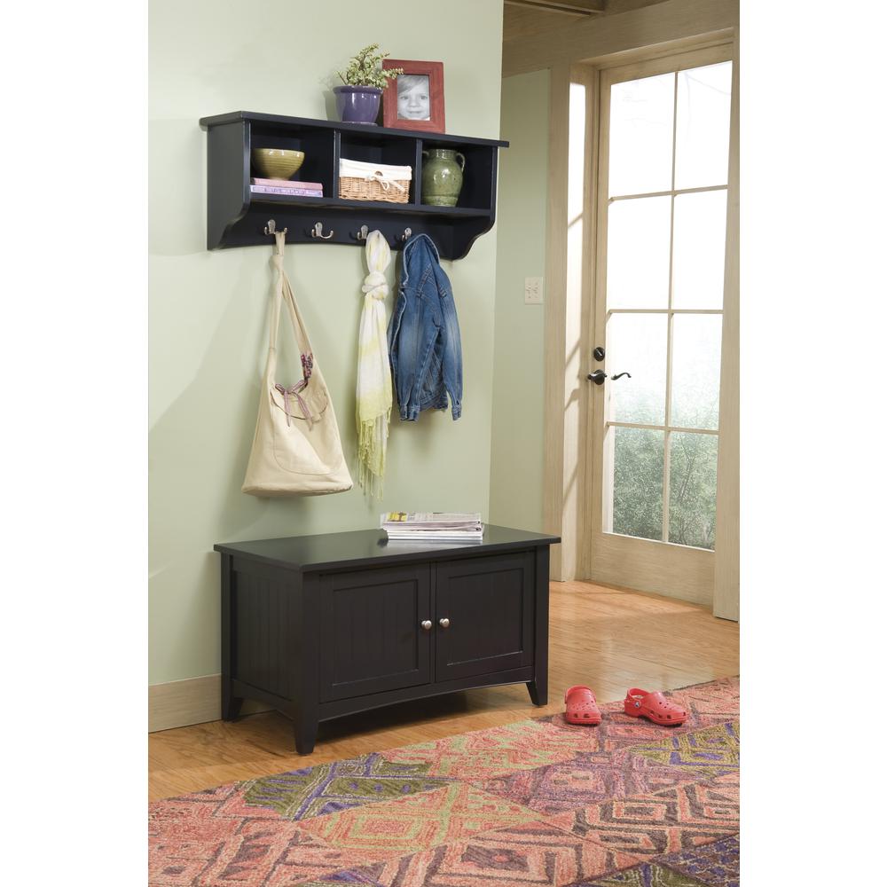 Shaker Cottage Storage Coat Hook with Cabinet Bench Set, Charcoal Gray. Picture 2