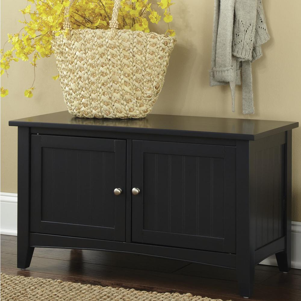 Shaker Cottage Storage Cabinet Bench, Charcoal Gray. Picture 3