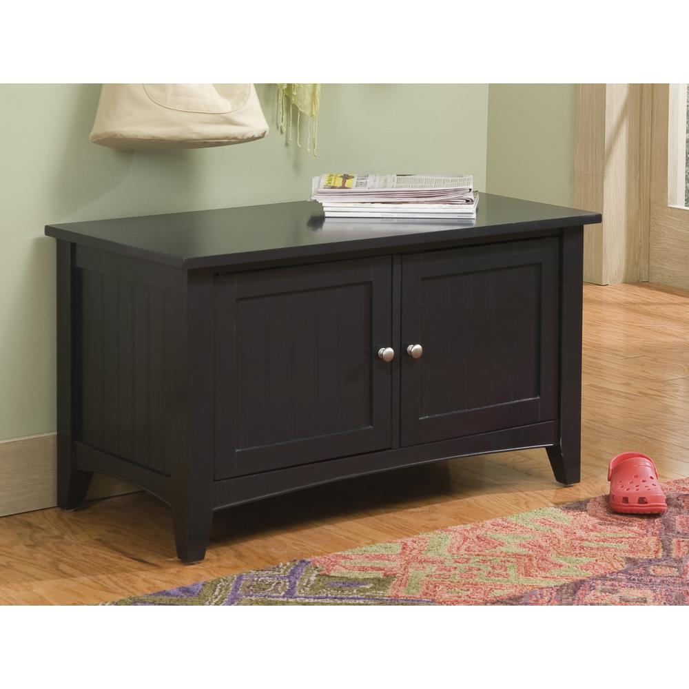 Shaker Cottage Storage Cabinet Bench, Charcoal Gray. Picture 4