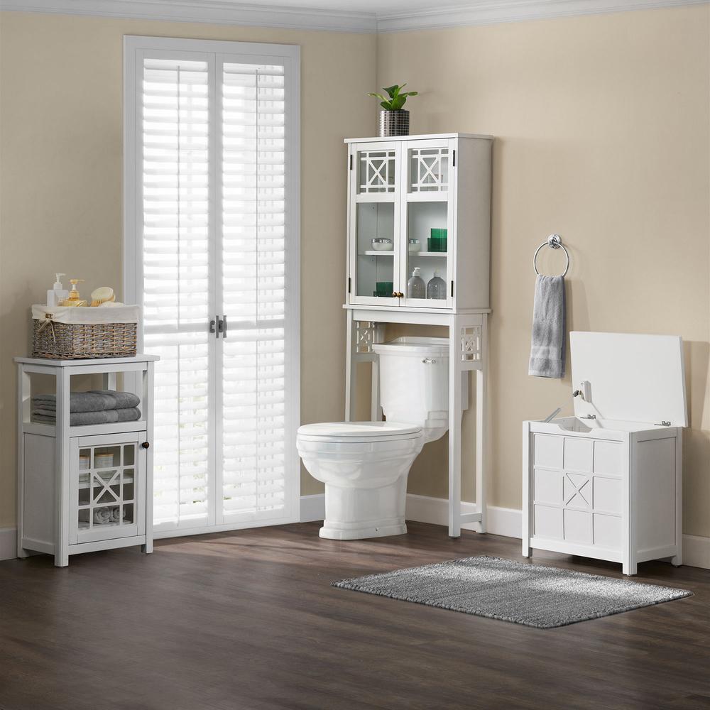 Derby 4-Piece Bathroom Set with Over Toilet Shelf, Wall Mounted Cabinet,  Hamper, and Floor Cabinet. Picture 2