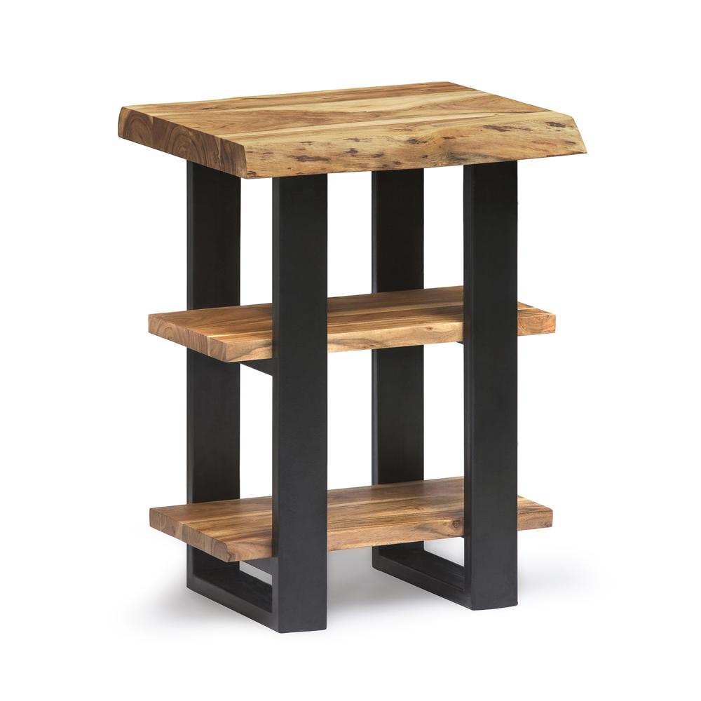 Alpine Natural Live Edge Wood 2-Shelf End Table. Picture 1
