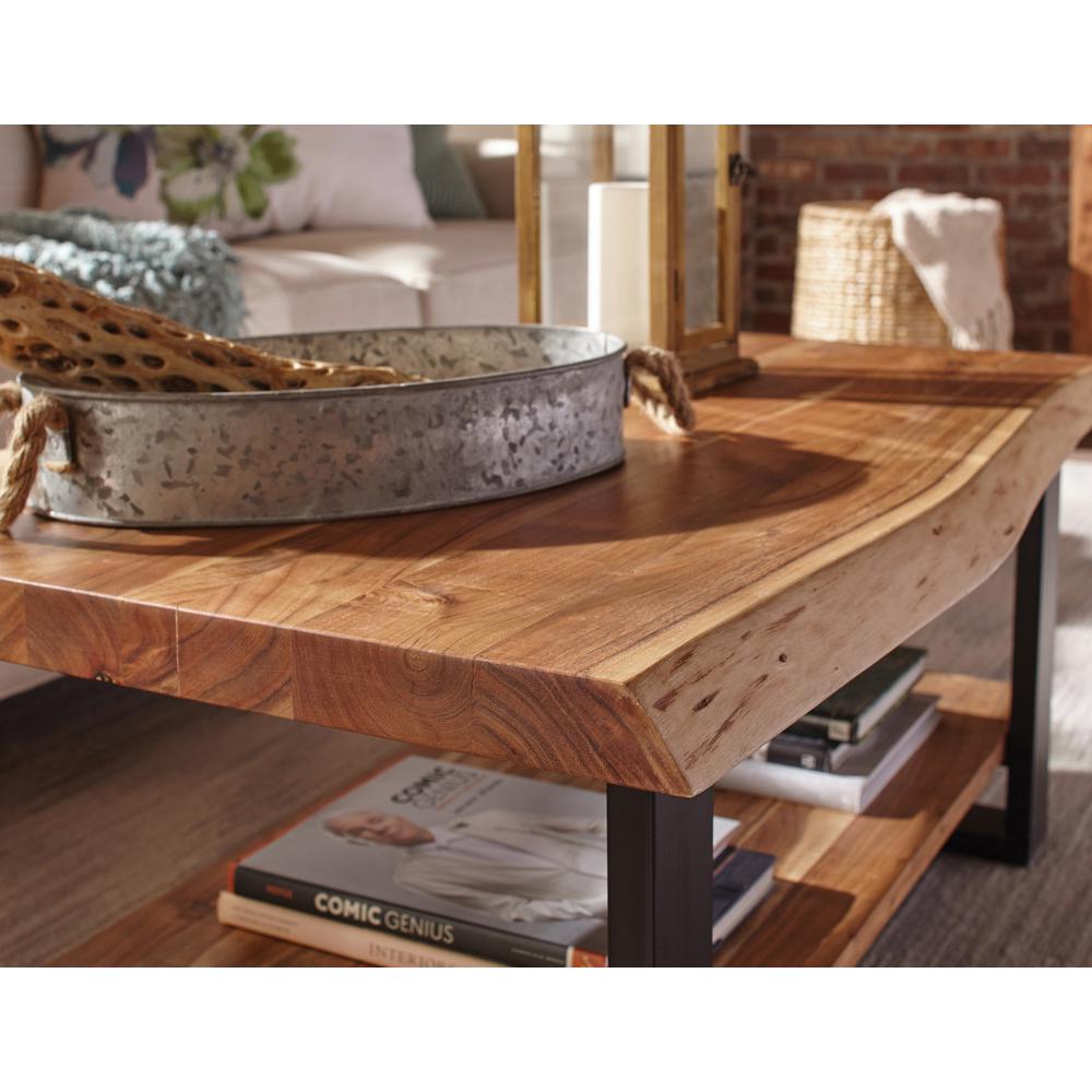 Alpine Natural Live Edge Wood Large Coffee Table. Picture 3