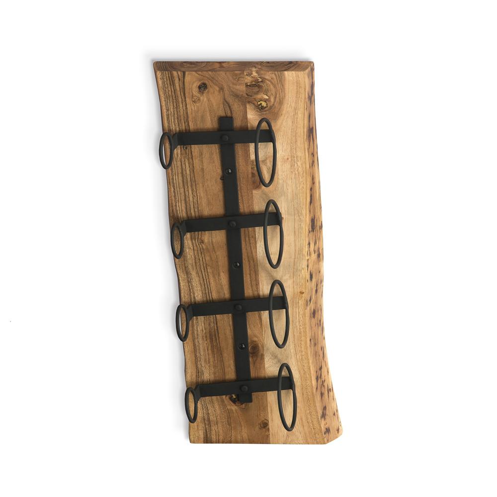 Alpine Natural Live Edge Wine Rack with Metal, Natural. Picture 1