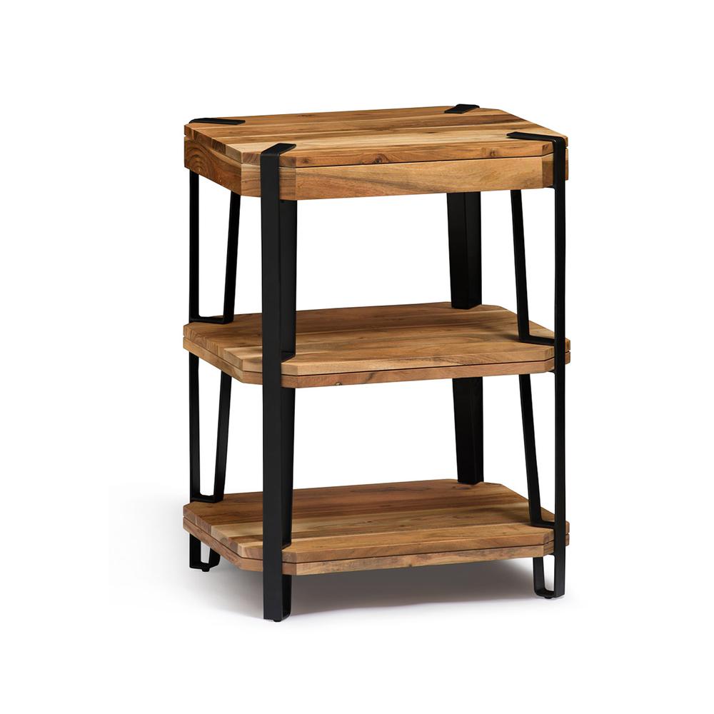 Ryegate Natural Live Edge Solid Wood with Metal 2 Shelf End Table, Natural. The main picture.