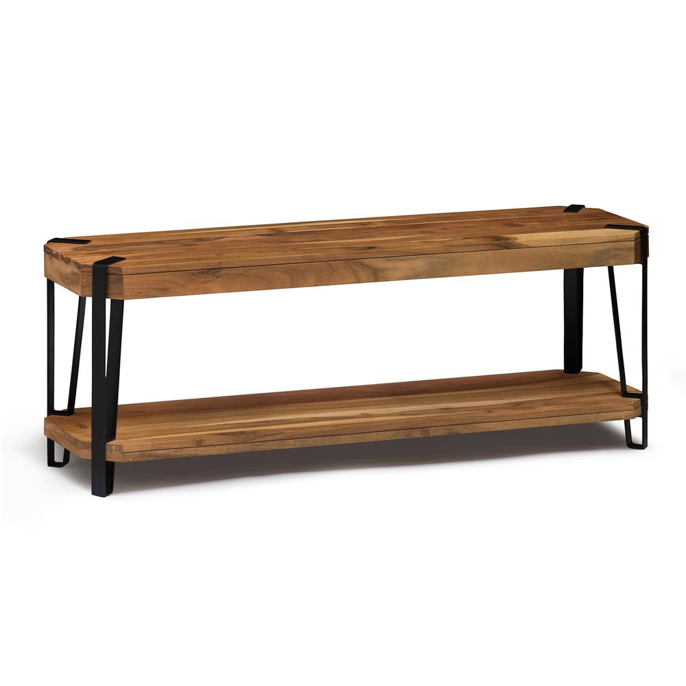 Ryegate Natural Live Edge Solid Wood with Metal 48" Bench, Natural. Picture 1