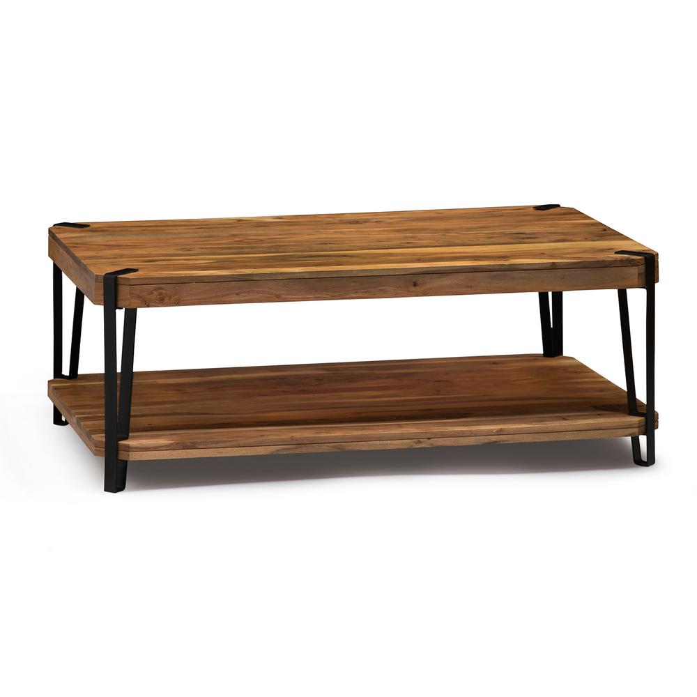 Ryegate Natural Live Edge Solid Wood with Metal Coffee Table, Natural. Picture 1