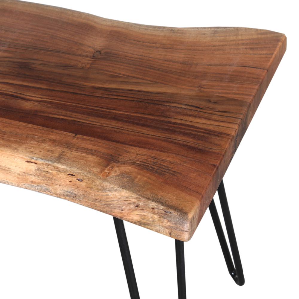 Hairpin Natural Live Edge Wood with Metal 36" Bench, Natural. Picture 3