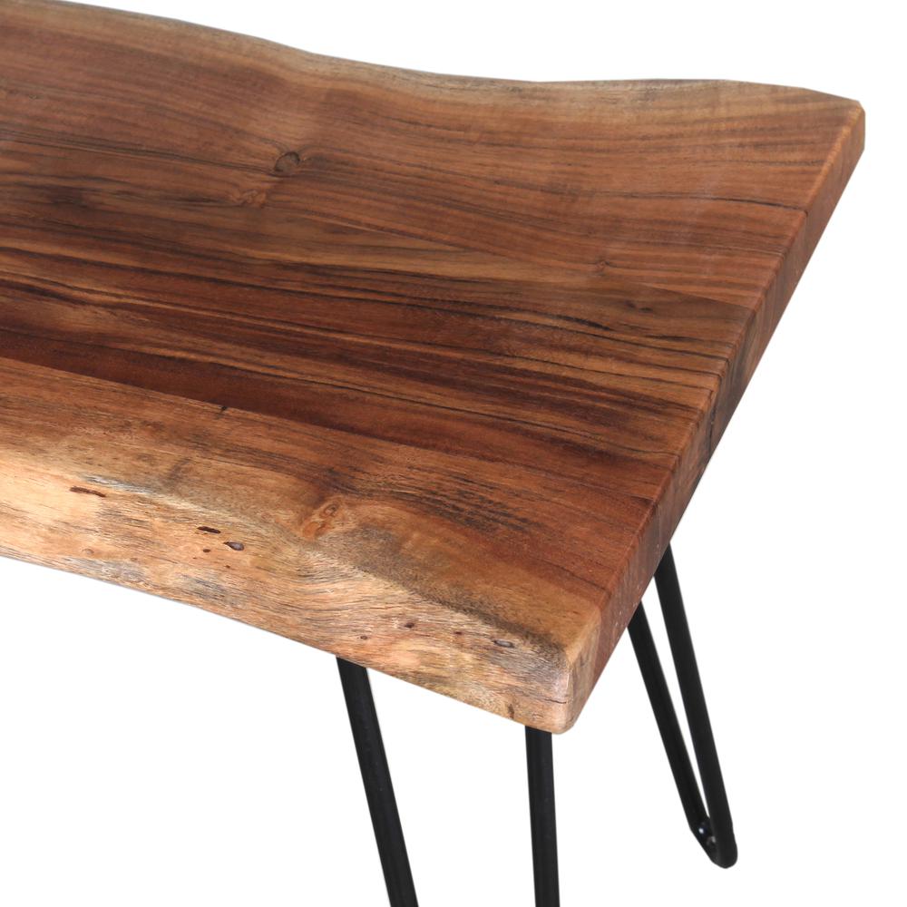 Hairpin Natural Live Edge Wood with Metal 48" Bench, Natural. Picture 3