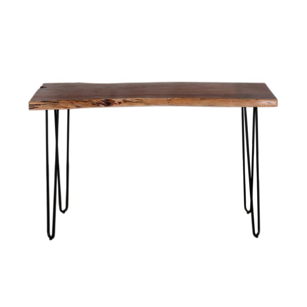 Hairpin Natural Live Edge Wood with Metal 48" Media Console Table, Natural. Picture 2