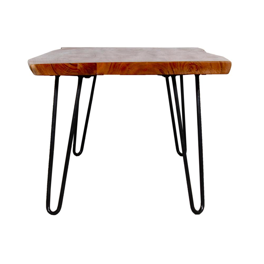 Hairpin Natural Live Edge Wood with Metal 42" Coffee Table, Natural. Picture 2