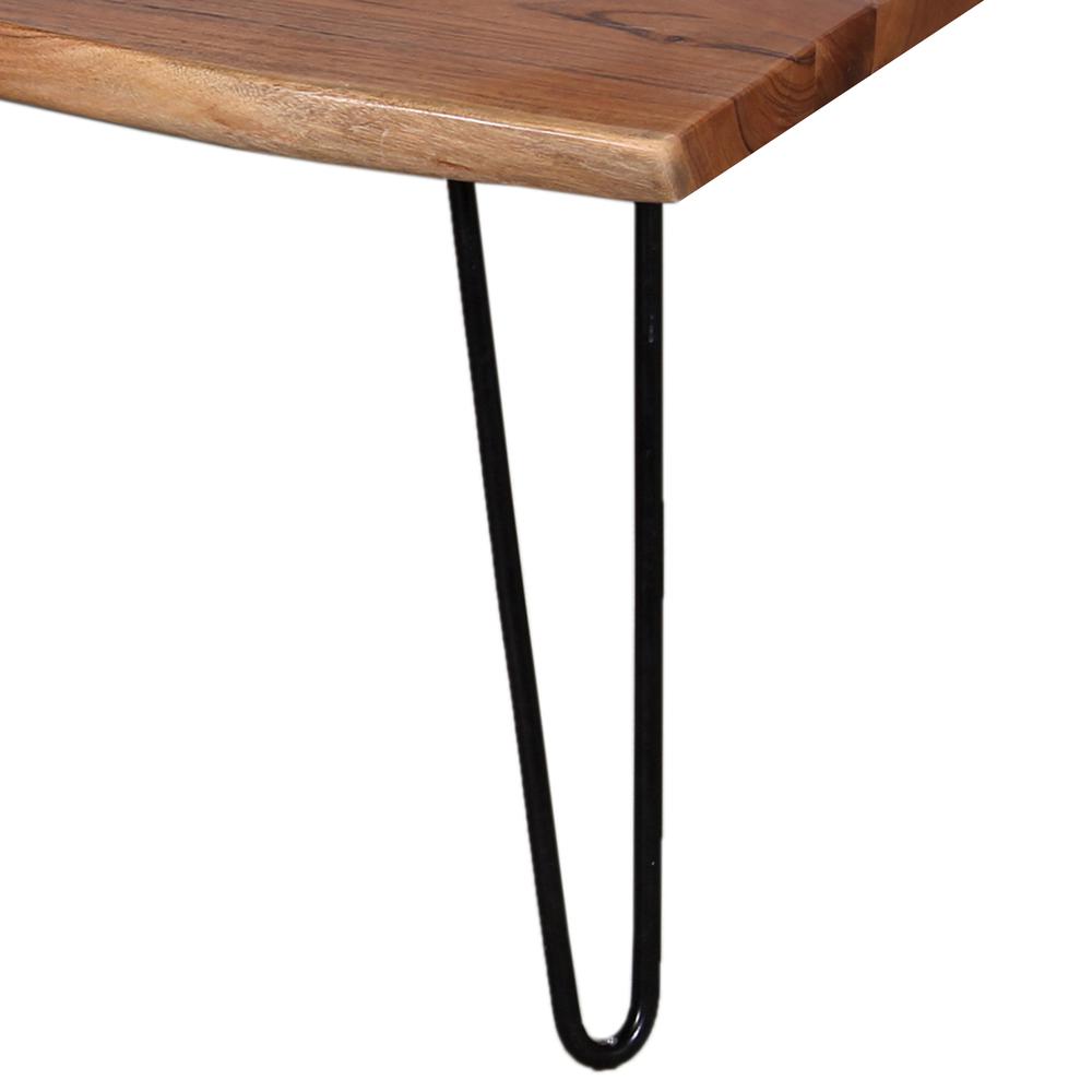 Hairpin Natural Live Edge Wood with Metal 42" Coffee Table, Natural. Picture 4