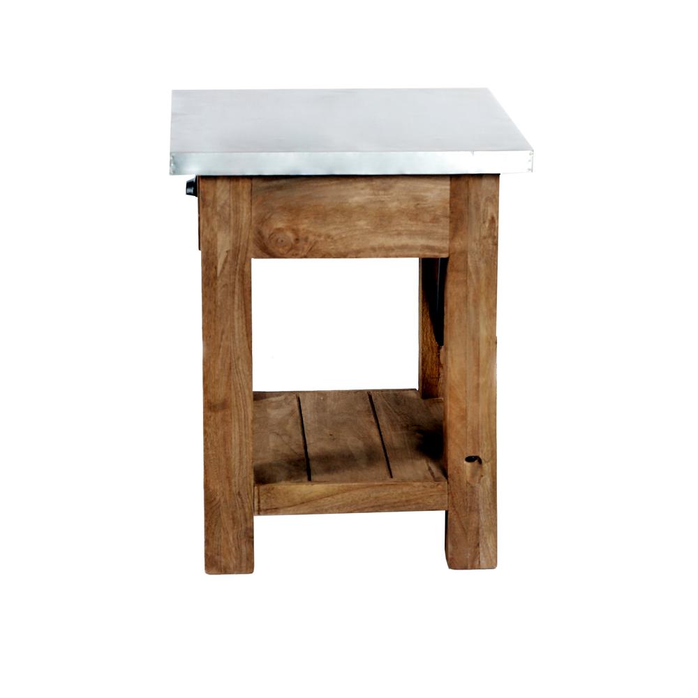 Millwork 22" Wood and Zinc Metal End Table with Shelf. Picture 6
