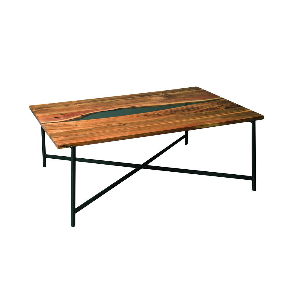 Rivers Edge 48" Acacia Wood and Acrylic Coffee Table. Picture 8