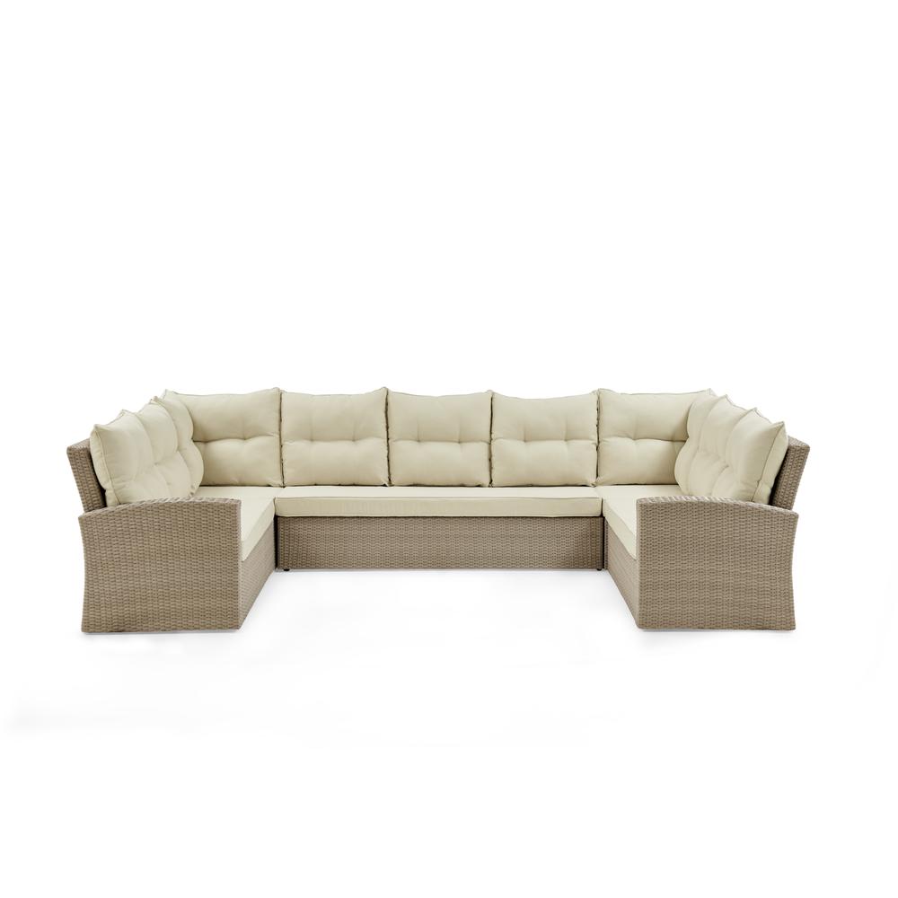 Canaan All-Weather Wicker Outdoor Horseshoe Sectional Sofa with Cushions. The main picture.