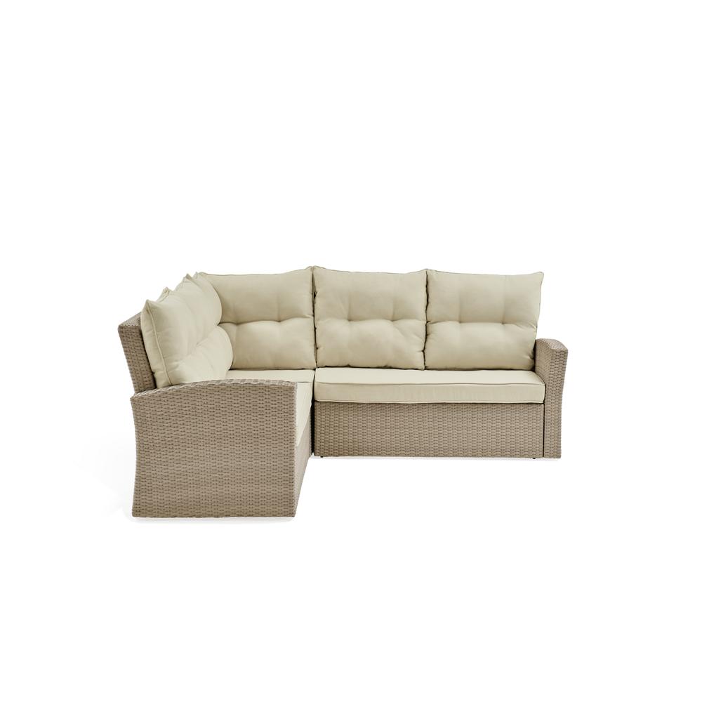 Canaan All-Weather Wicker Outdoor Seating Set with Double Loveseat with Large Ottoman. Picture 3