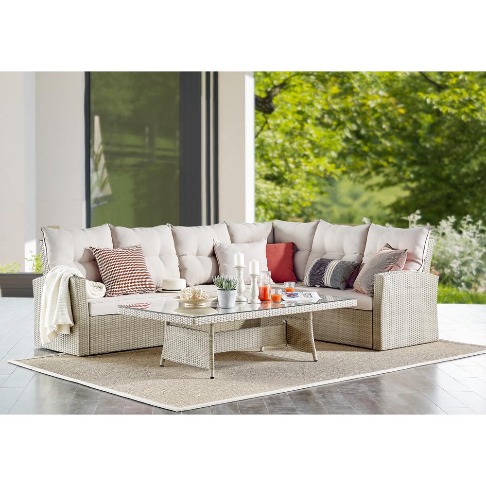 Canaan All-Weather Wicker Outdoor Large Corner Sectional Sofa with Cushions. Picture 12