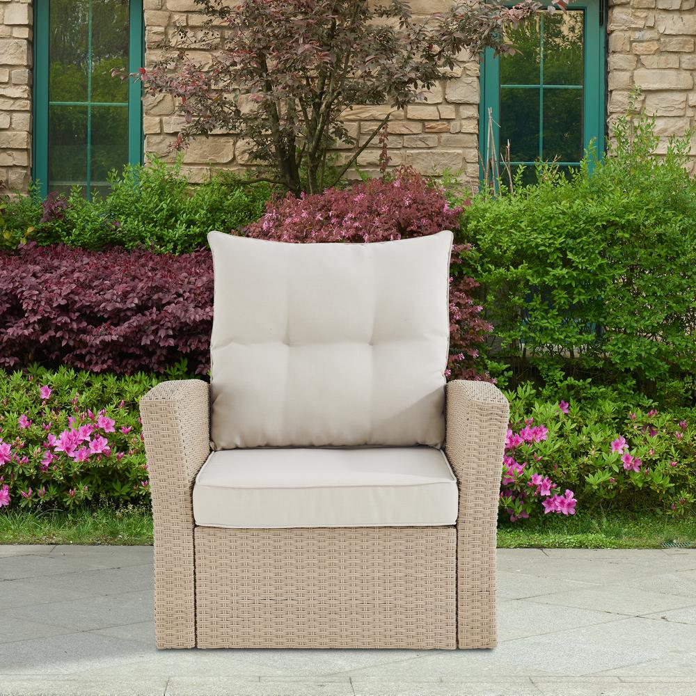 Canaan All-Weather Wicker Outdoor Seating Set with Loveseat, Two Chairs and 57"L Coffee Table. Picture 4