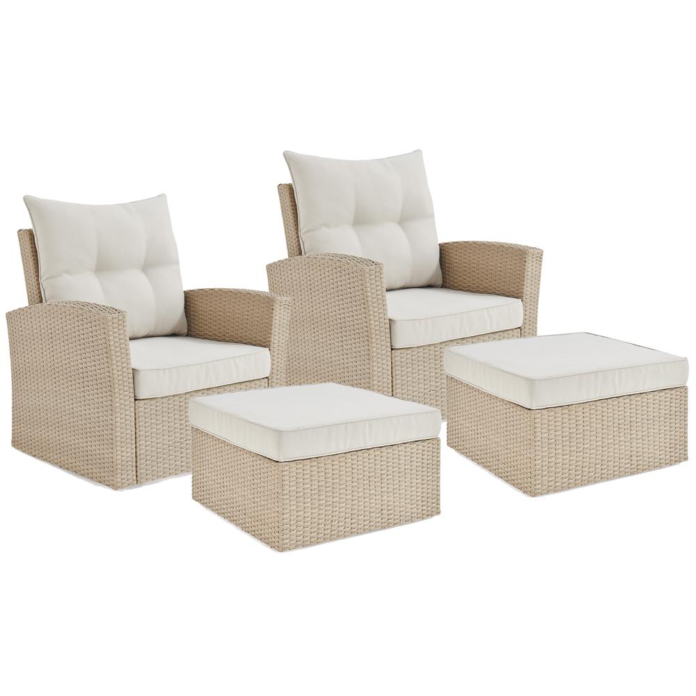 Canaan All-Weather Wicker Outdoor Seating Set with Two Chairs and Two Large Ottomans. The main picture.