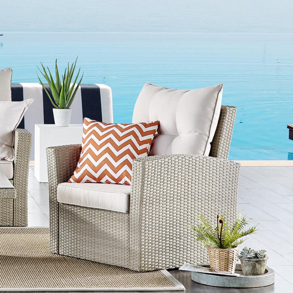 Canaan All-Weather Wicker Outdoor Seating Set with Two Chairs and Two Large Ottomans. Picture 13