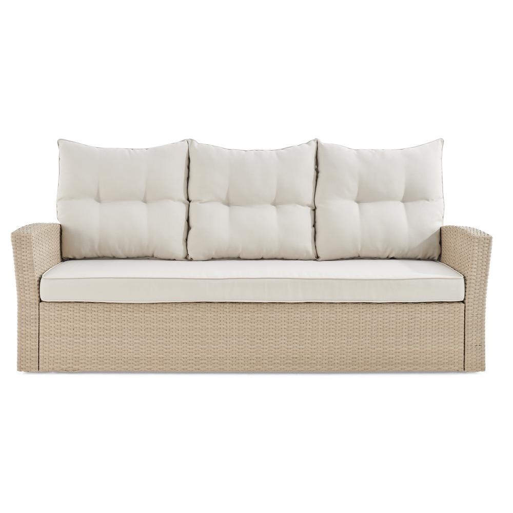 Canaan All-Weather Wicker Outdoor Sofa with Cushions. Picture 3