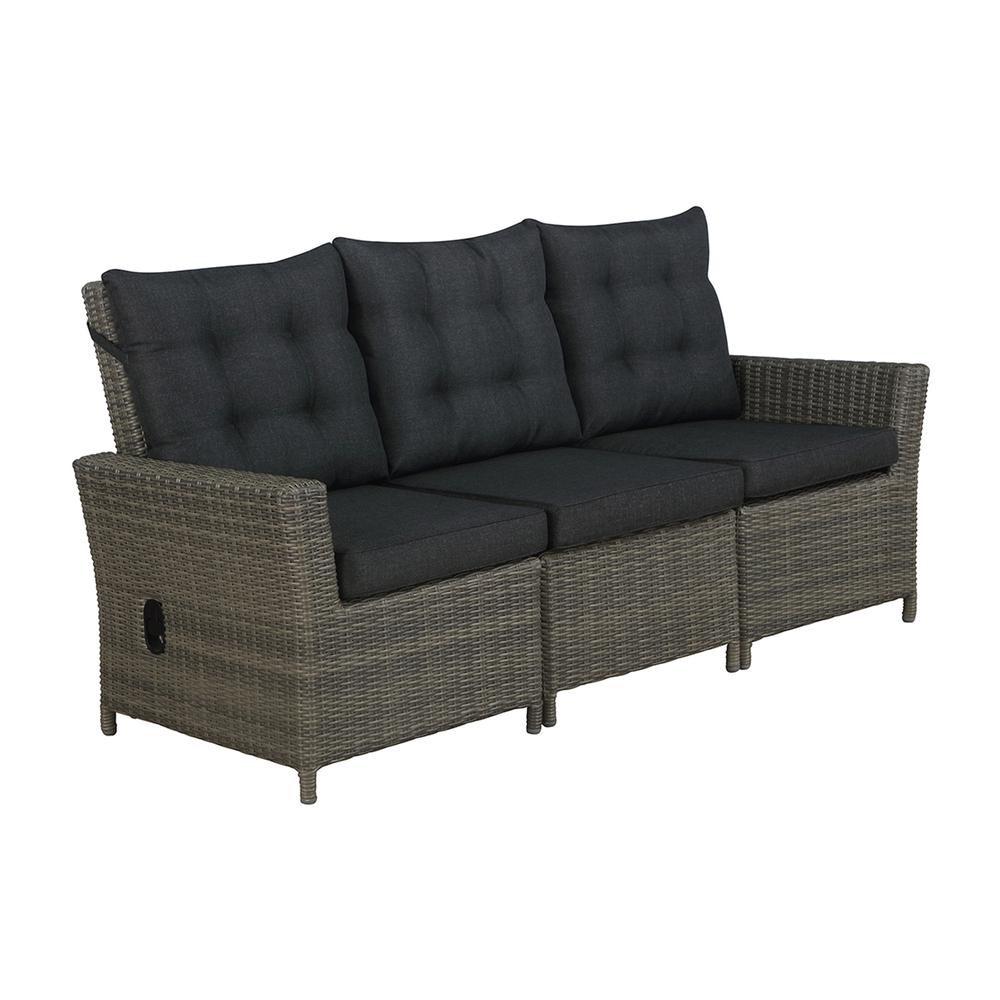 Asti All-Weather Wicker 3-Piece Outdoor Seating Set with Reclining Sofa and Two 15" Ottomans. Picture 4