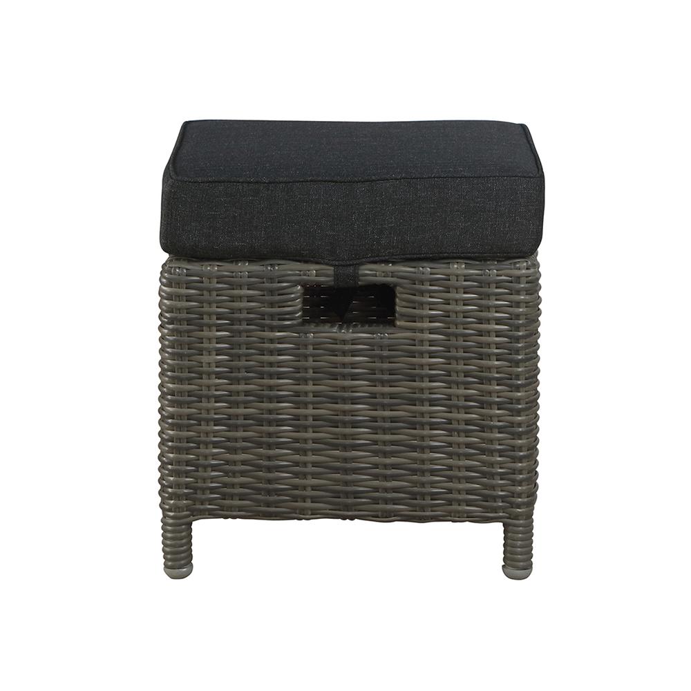 Asti All-Weather Wicker Outdoor 15" Square Ottomans with Cushions, Set of 2. Picture 1