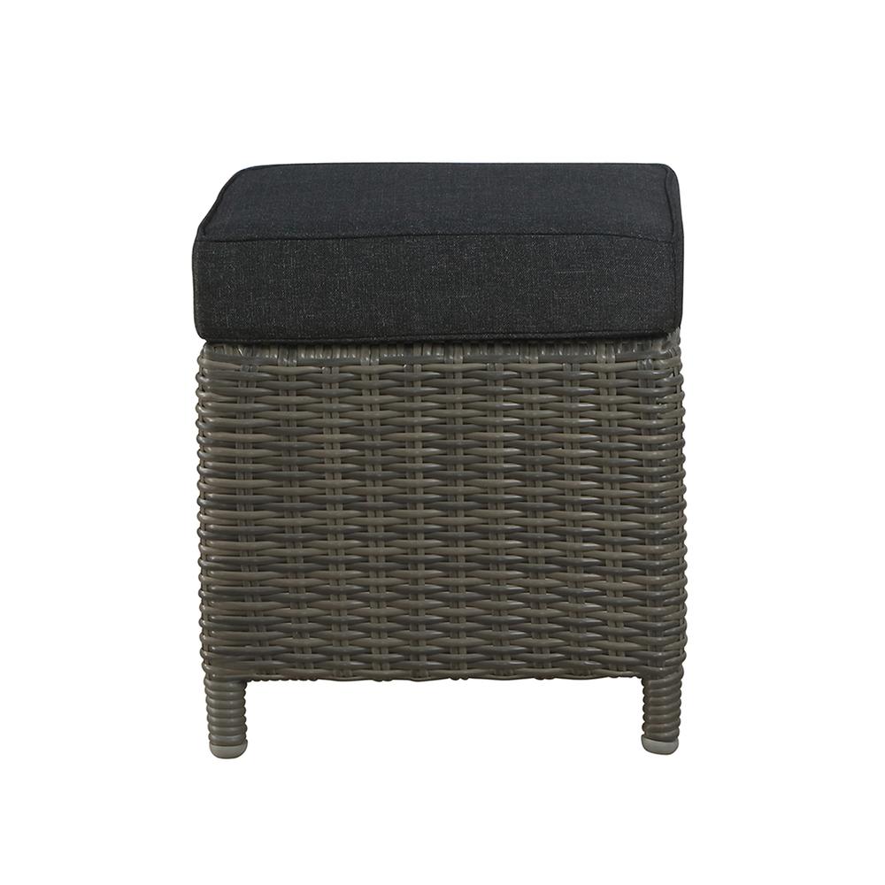 Asti All-Weather Wicker Outdoor 15" Square Ottomans with Cushions, Set of 2. Picture 4