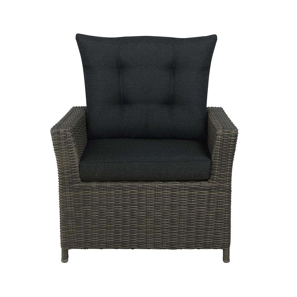 Asti All-Weather Wicker Outdoor Recliner with Cushion and 15" Ottoman with Cushion. Picture 4
