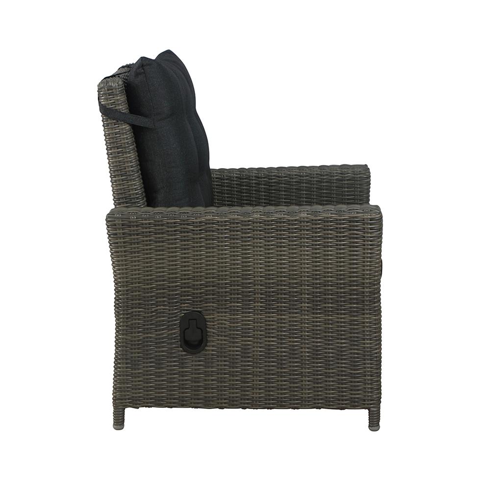 Asti All-Weather Wicker Outdoor Recliner with Cushion and 15" Ottoman with Cushion. Picture 7