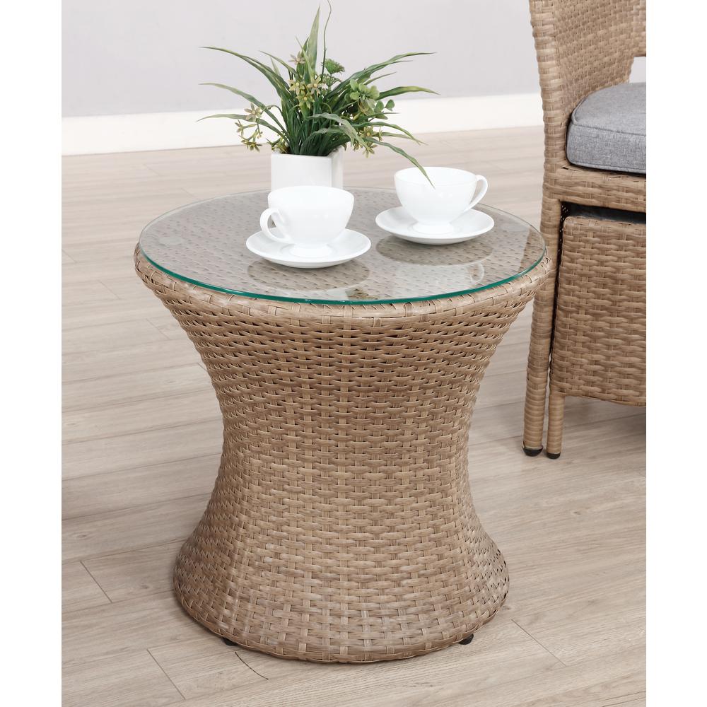 Kokoli All-Weather Conversation Set with Set of 2 Chairs with Ottomans and 17"H Accent Table. Picture 15