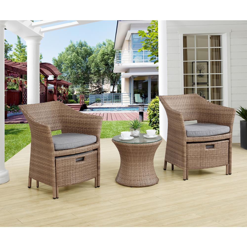 Kokoli All-Weather Conversation Set with Set of 2 Chairs with Ottomans and 17"H Accent Table. Picture 17
