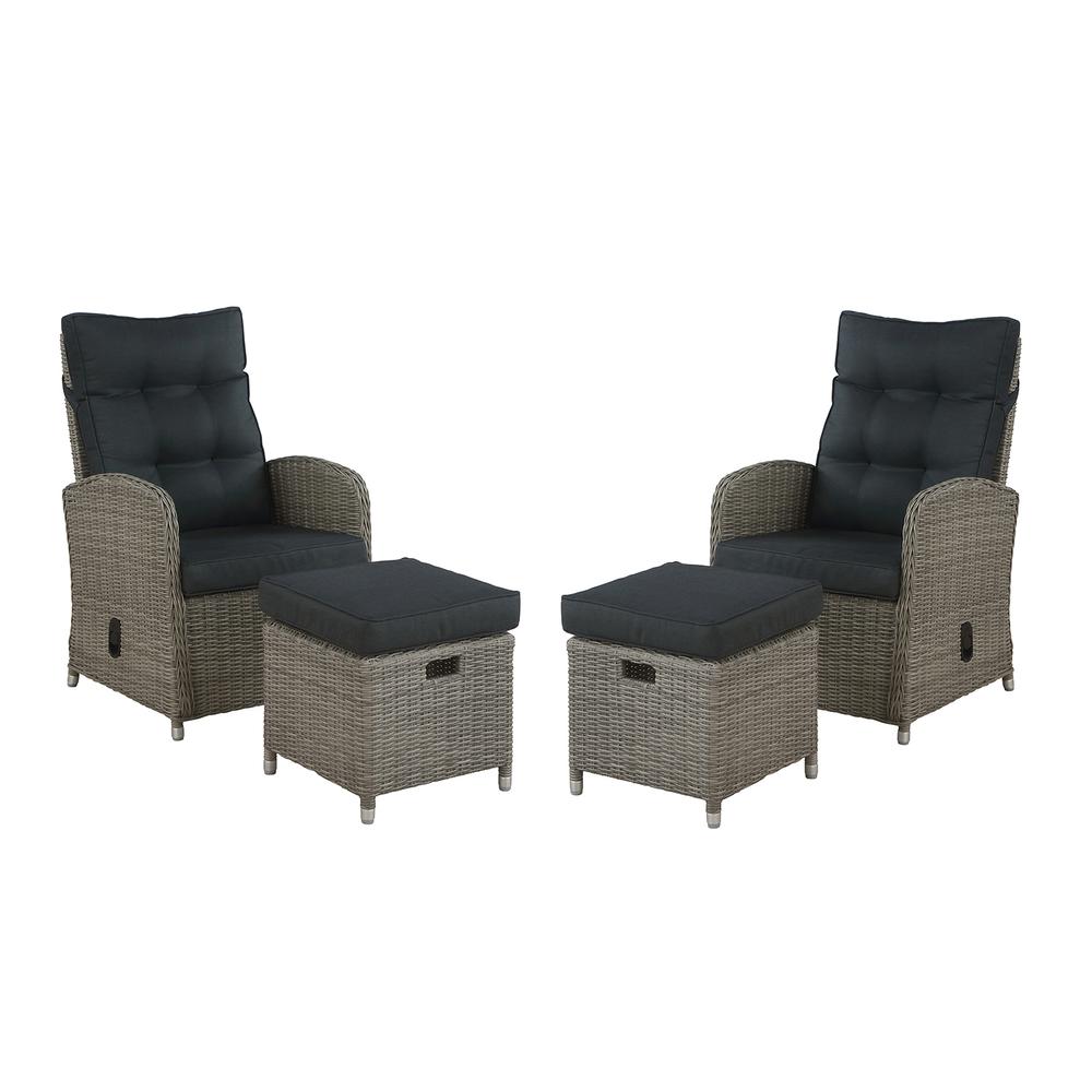 Monaco All-Weather 4-Piece Set with Two Reclining Chairs and Two Ottomans. Picture 1