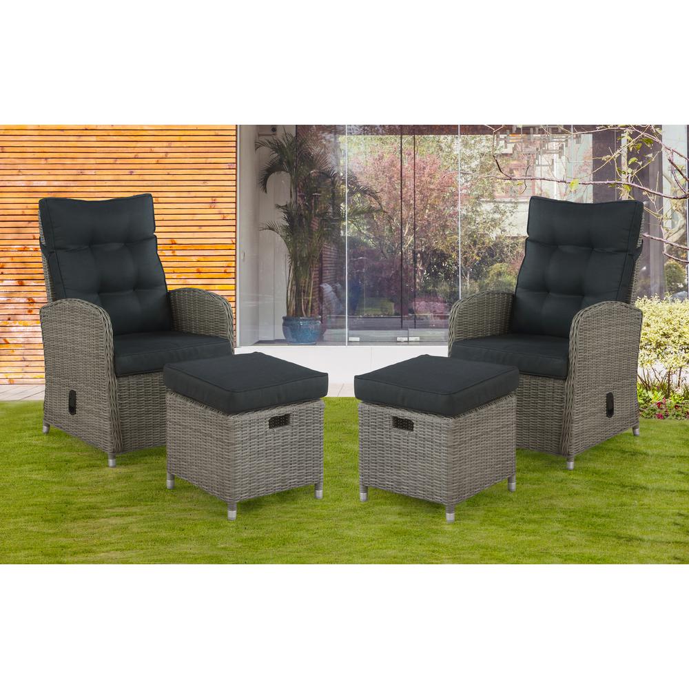 Monaco All-Weather 4-Piece Set with Two Reclining Chairs and Two Ottomans. Picture 2