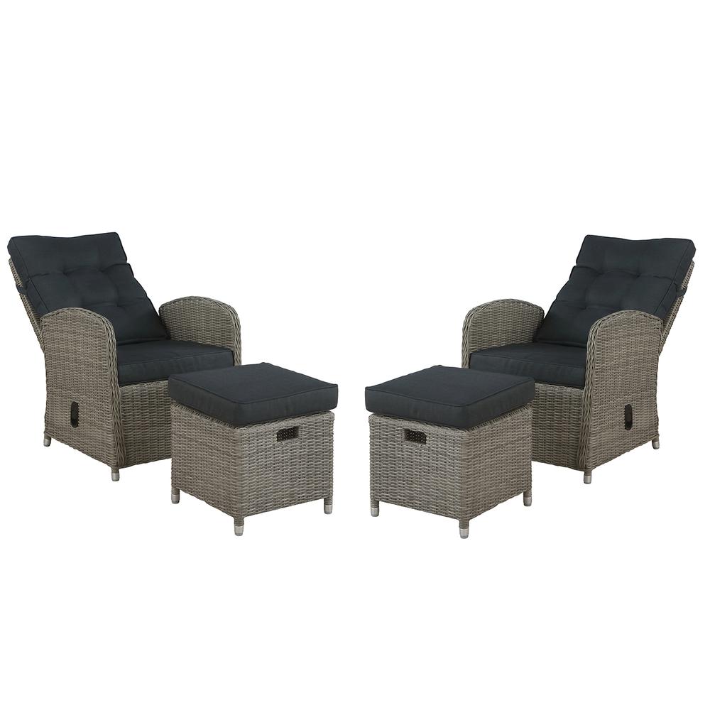 Monaco All-Weather 4-Piece Set with Two Reclining Chairs and Two Ottomans. Picture 3