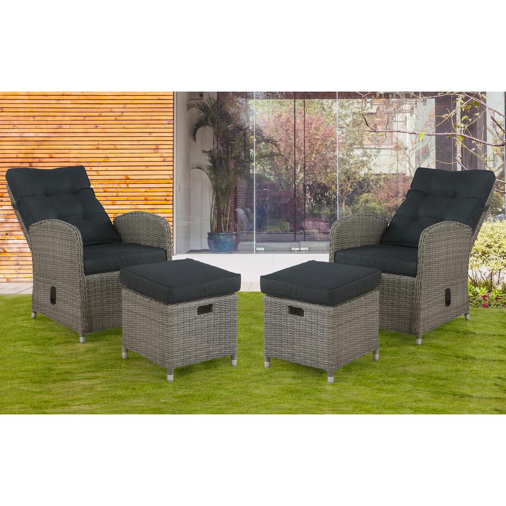 Monaco All-Weather 4-Piece Set with Two Reclining Chairs and Two Ottomans. Picture 4