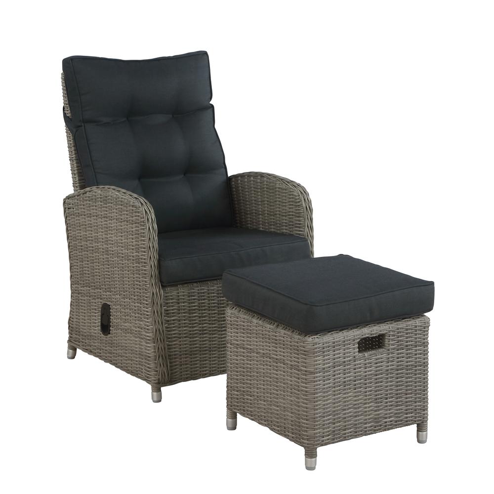 Monaco All-Weather Wicker Outdoor Recliner and Ottoman. The main picture.