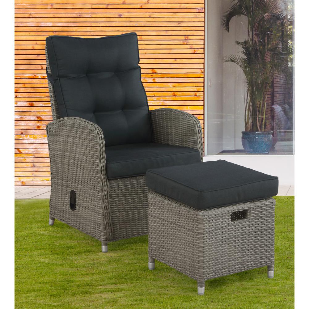 Monaco All-Weather Wicker Outdoor Recliner and Ottoman. Picture 2