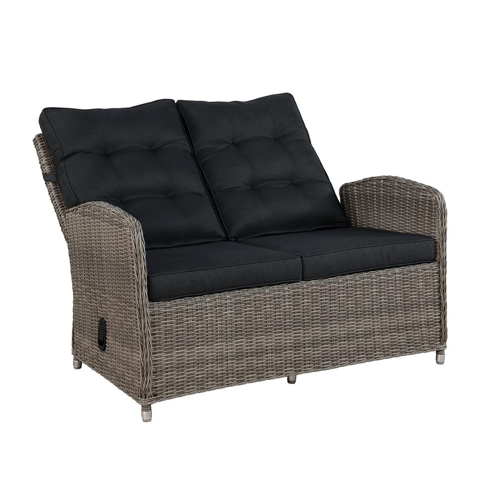 Monaco All-Weather 4-Piece Set with Two-Seat Reclining Bench, 26"H Cocktail Table and Two Ottomans. Picture 7