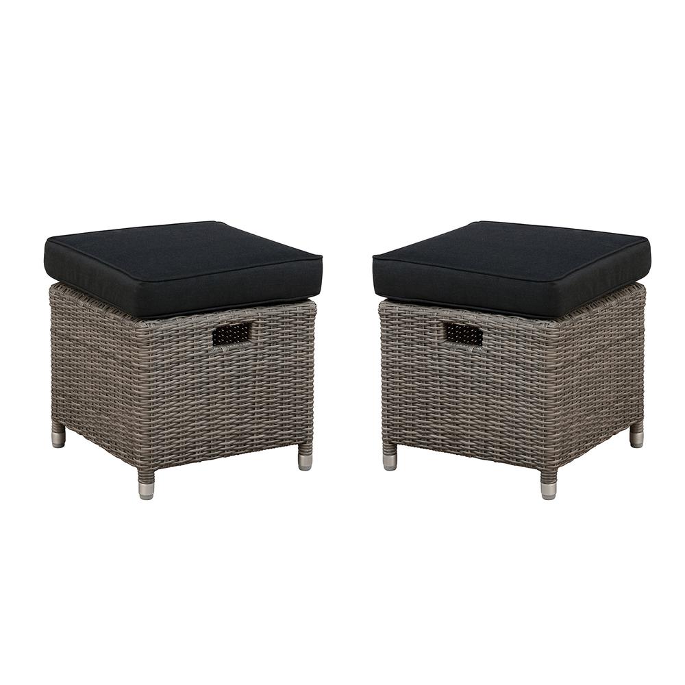 Monaco All-Weather Outdoor 17" Square Ottomans, Set of 2. Picture 1