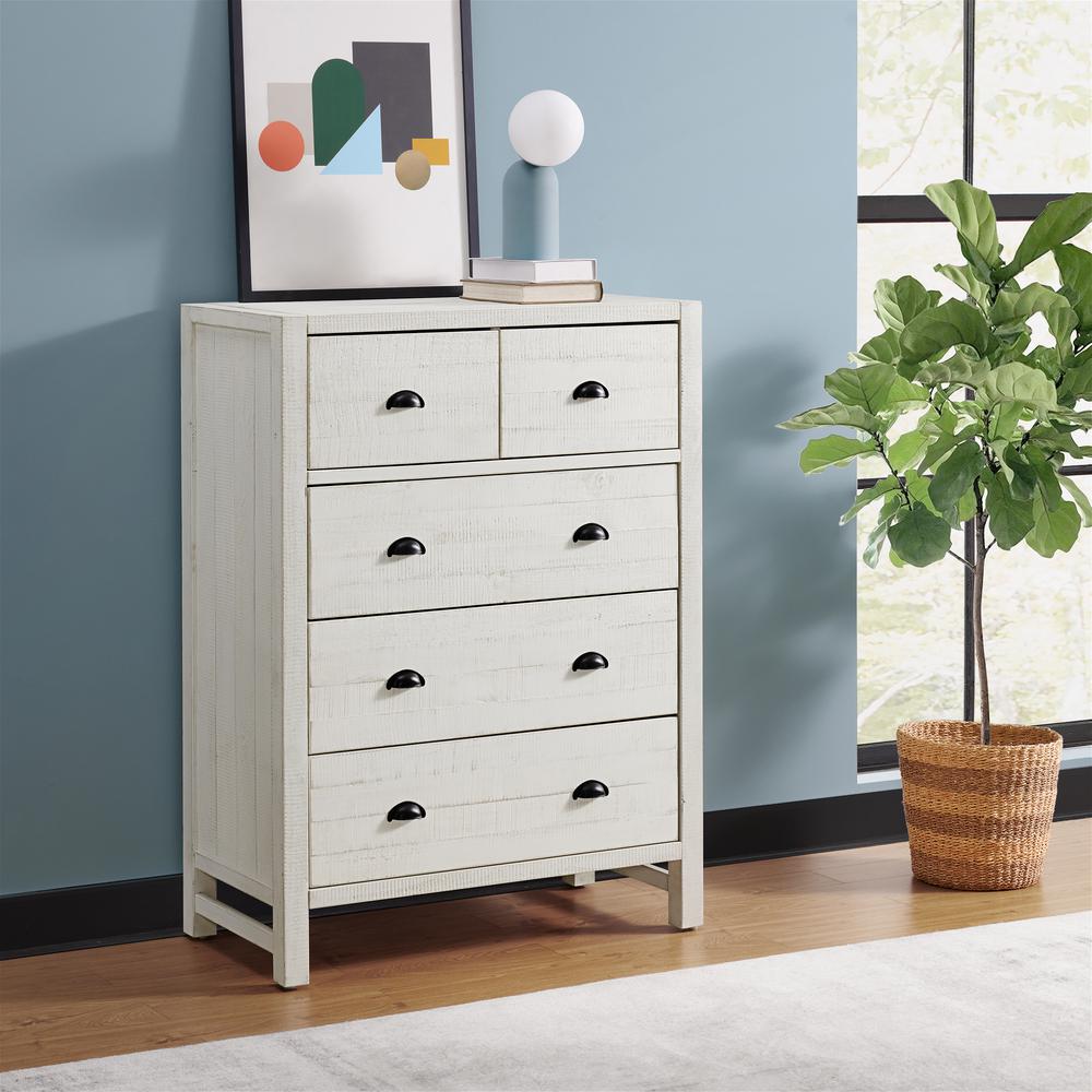Windsor 5-Drawer Chest of Drawers, Driftwood White. Picture 2