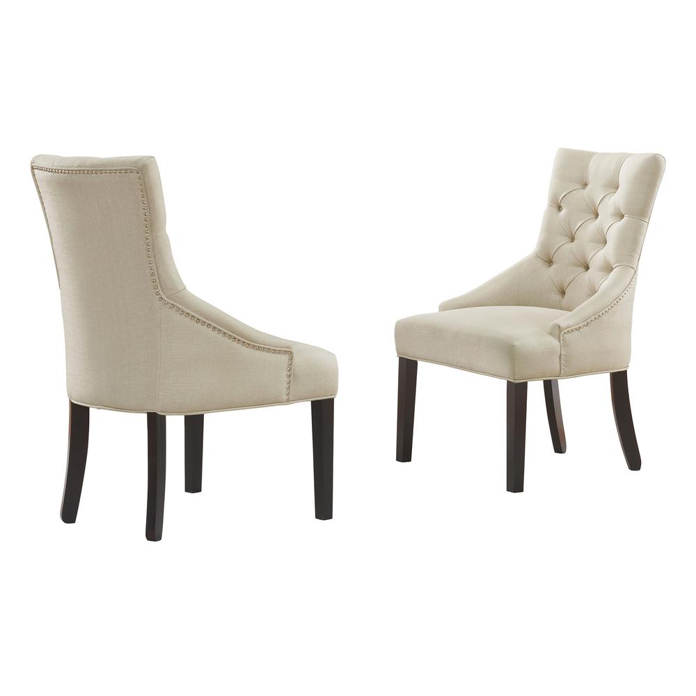 Haeys Tufted Upholstered Dining Chairs, Cream (Set of 2). Picture 1