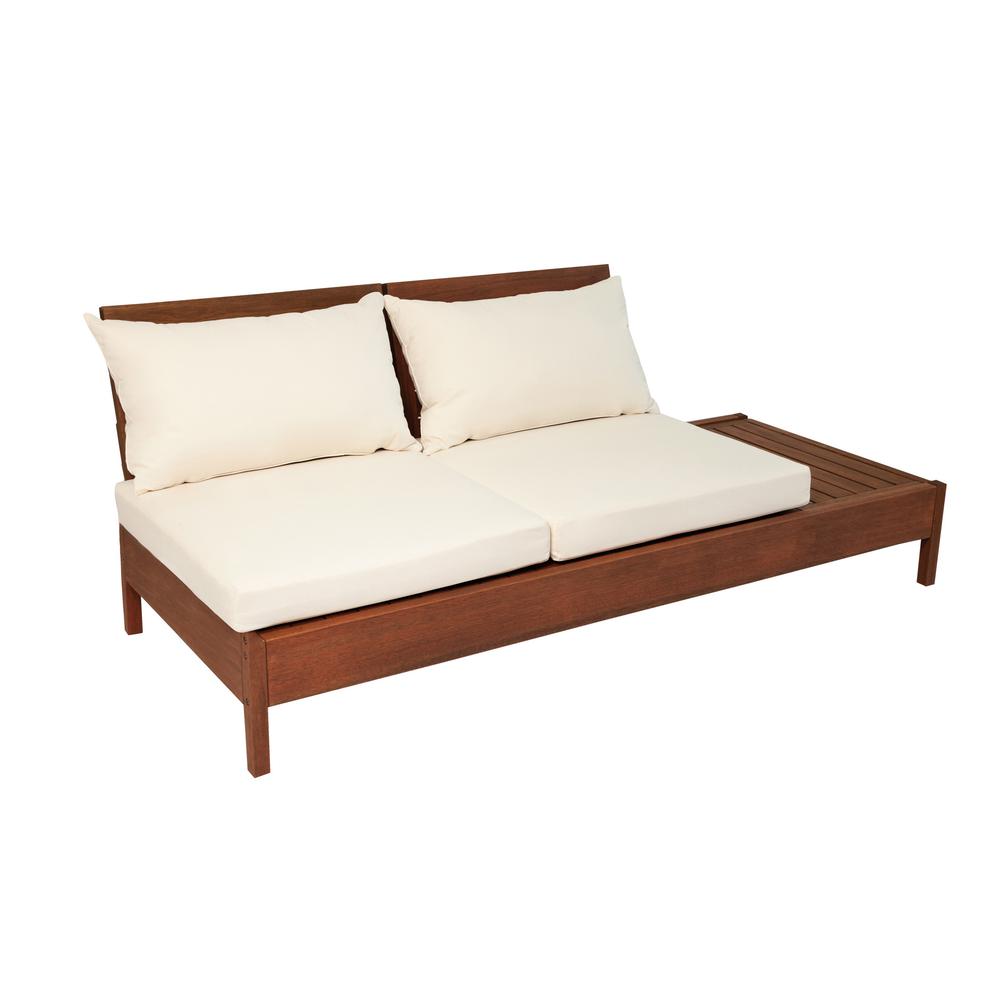 Grass Eucalyptus Wood Outdoor Reclining Chaise Lounge Chair with Backrest and Cushions. Picture 2
