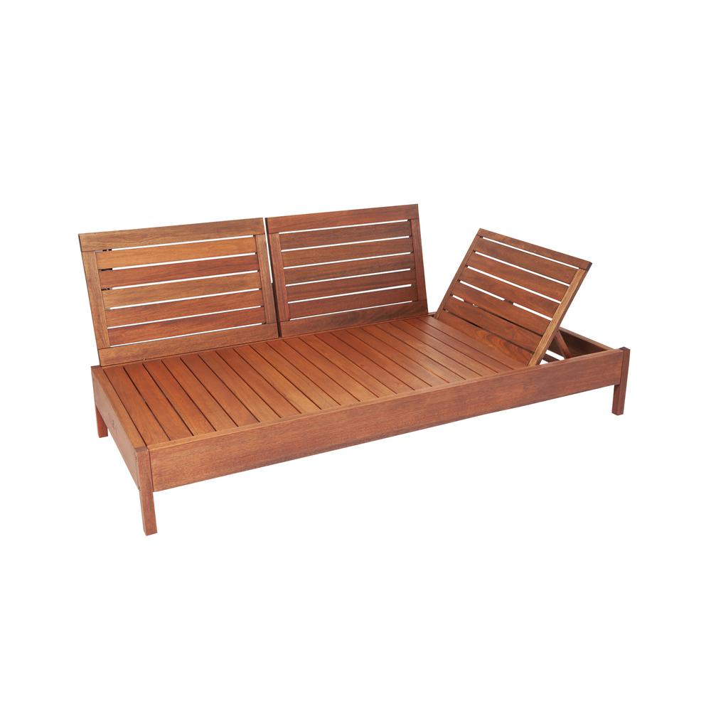 Grass Eucalyptus Wood Outdoor Reclining Chaise Lounge Chair with Backrest and Cushions. Picture 3