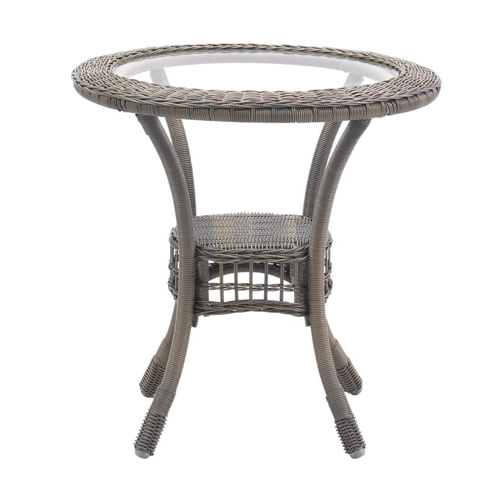 Carolina 30" Diameter All-Weather Wicker Bistro Dining Table with Glass Top. Picture 2
