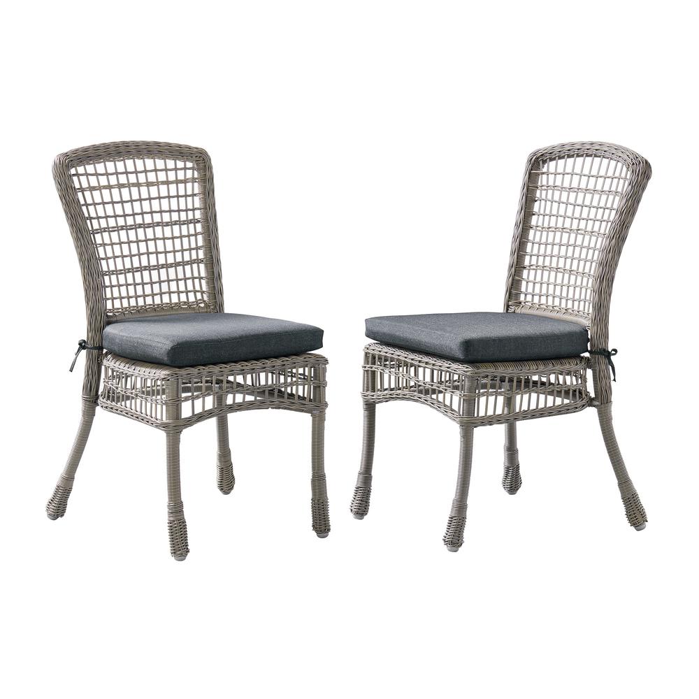 Asti All-Weather Wicker Outdoor 37"H Set of Two Dining Chairs with Cushions. Picture 2